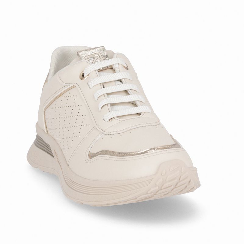 Tênis Energy Anabela Médio Off White com Ouro