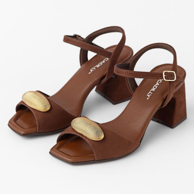 Sandália Flavia Salto Alto Pinhão