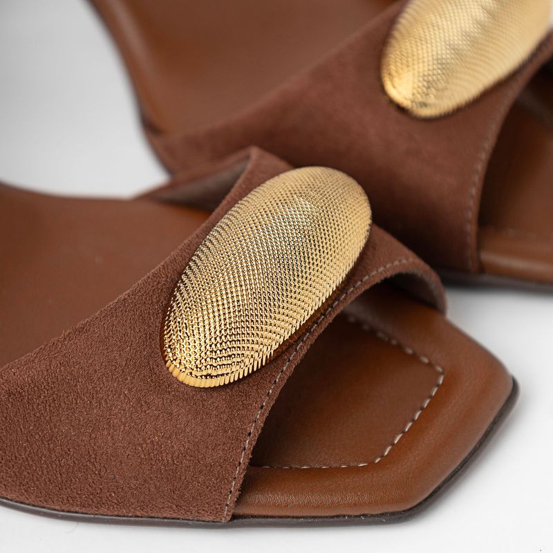 Sandália Flavia Salto Alto Pinhão