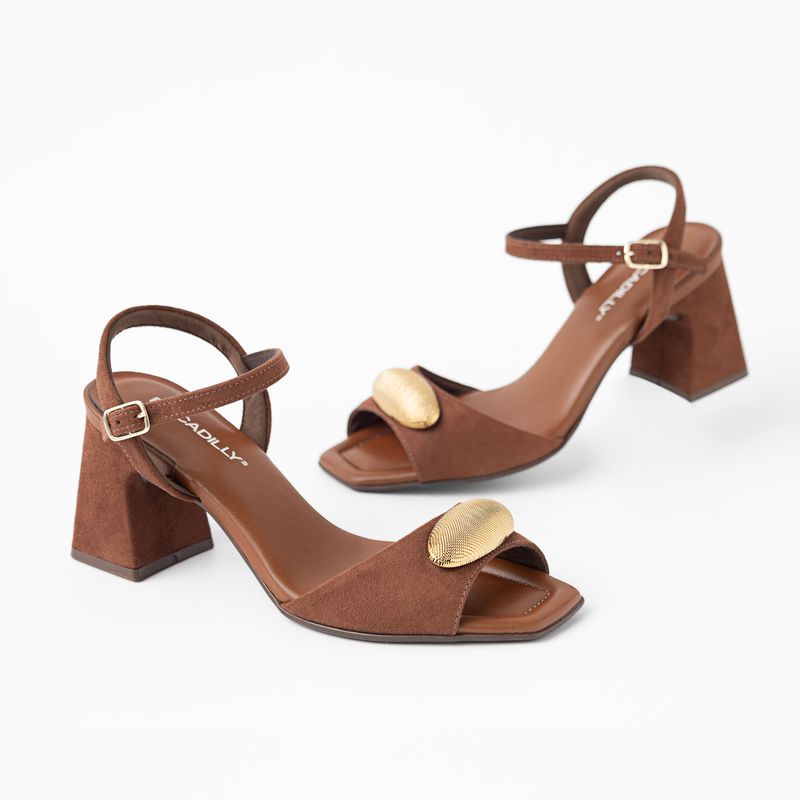 Sandália Flavia Salto Alto Pinhão