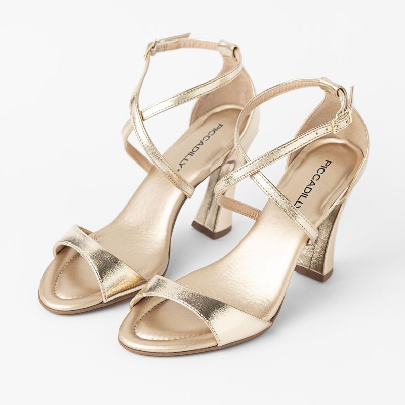 Sandália Rafa Salto Alto Ouro