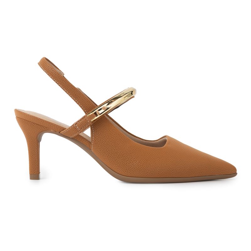 Sapato Slingback Salto Alto Mascavo