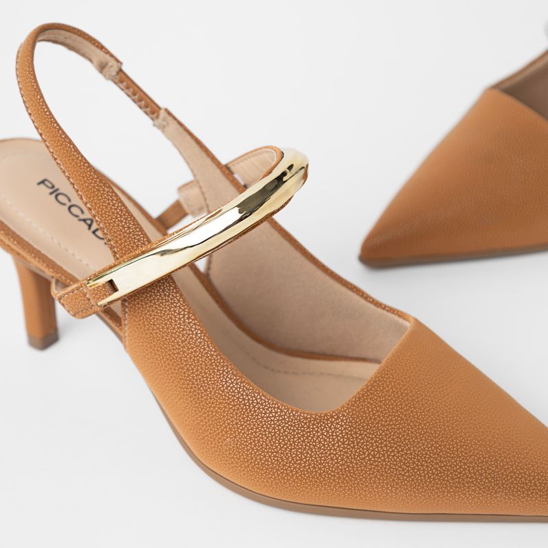 Sapato Slingback Salto Alto Mascavo