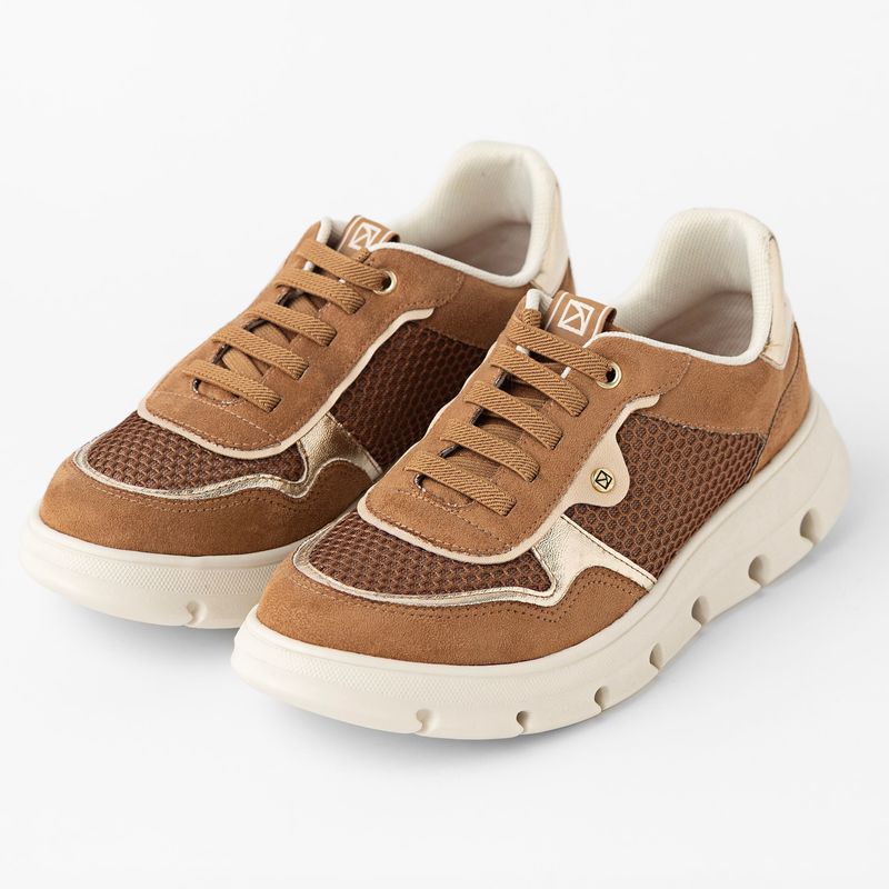 Tênis Anabela Médio Mascavo com Ouro - PICCADILLY