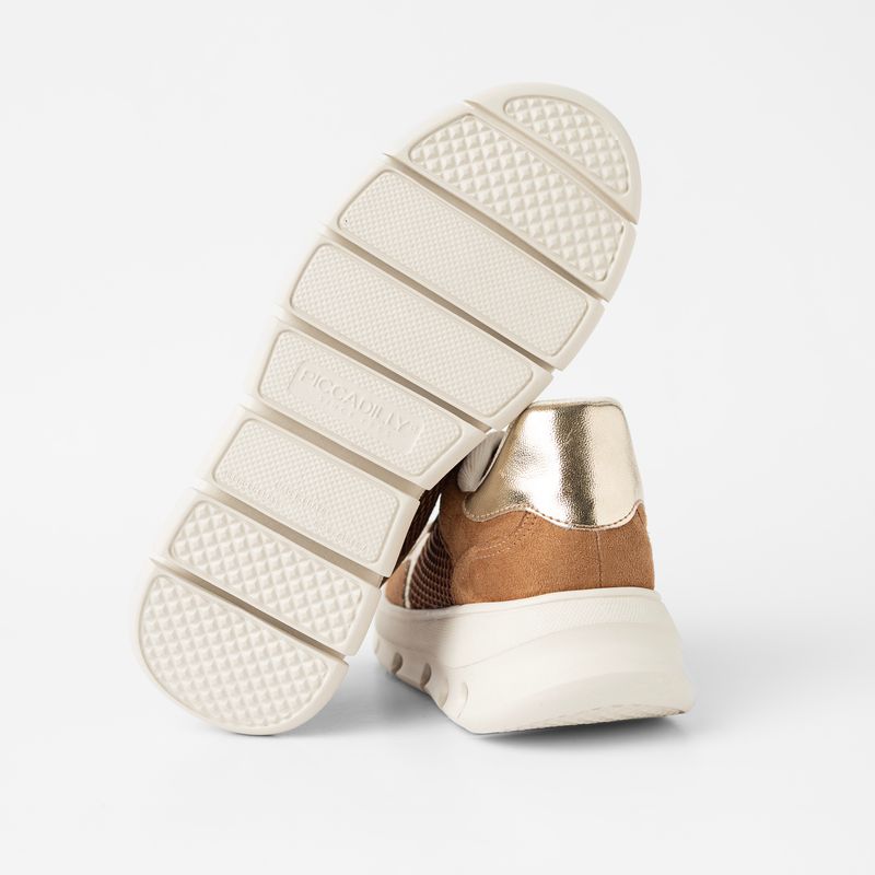 Tênis Anabela Médio Mascavo com Ouro - PICCADILLY