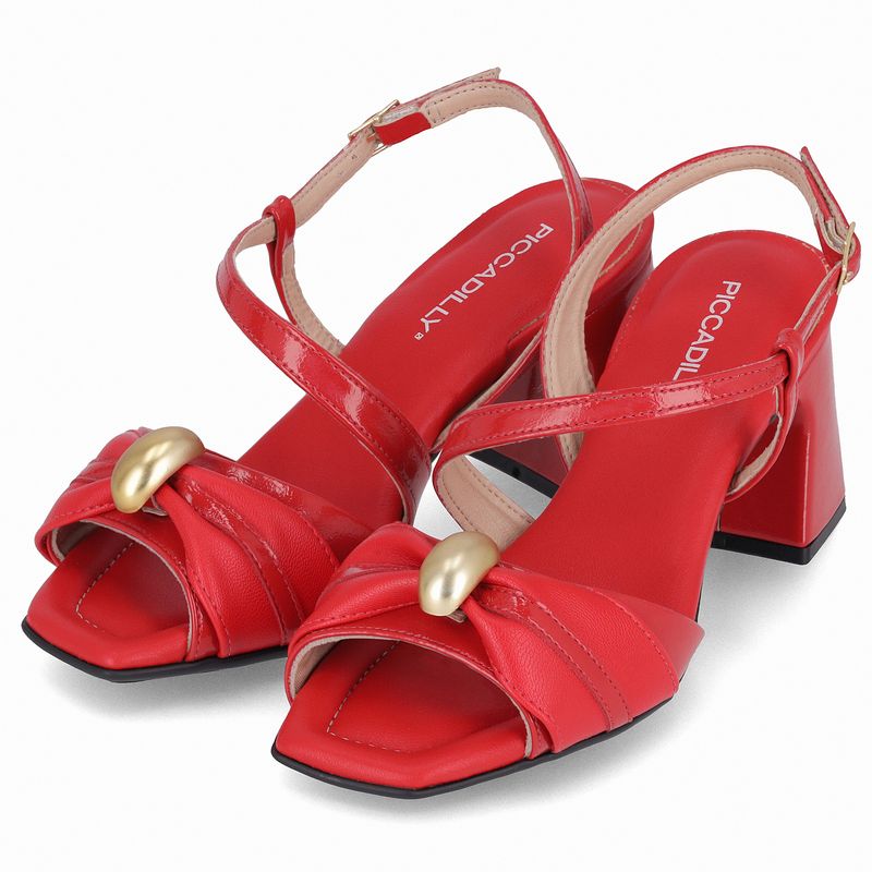 Sandália Flavia Salto Alto Vermelho