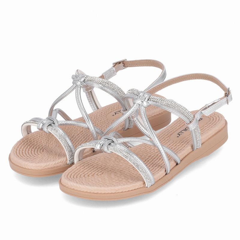 Rasteirinha Adla Prata com Cristal