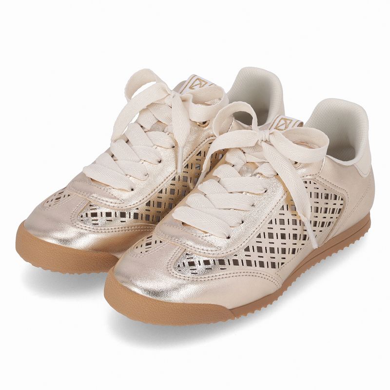 Tênis Kelly Rasteira Ouro com Off White