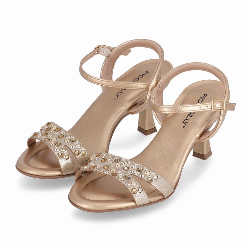 Sandália Andreia Salto Alto Ouro