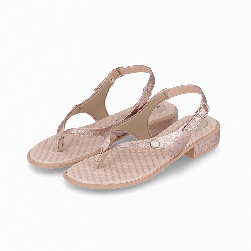 Sandália Taila Salto Baixo Ouro Rosado