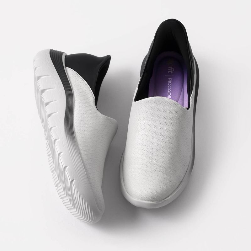 Tênis SlipFit Salto Médio Off White com Preto