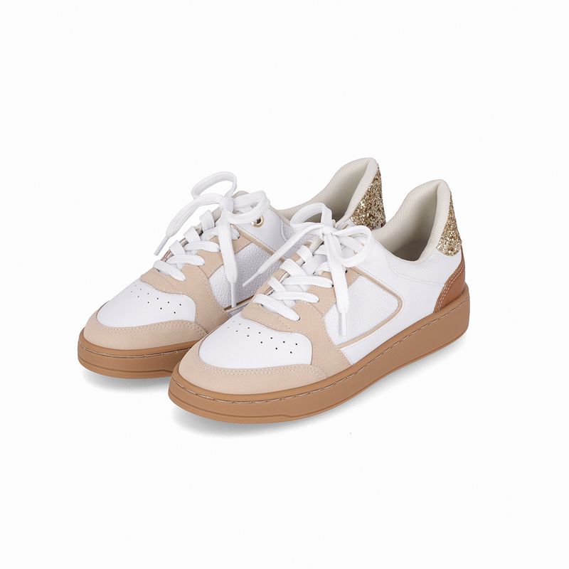 Tênis Beta Salto Baixo Branco Neve/Brule