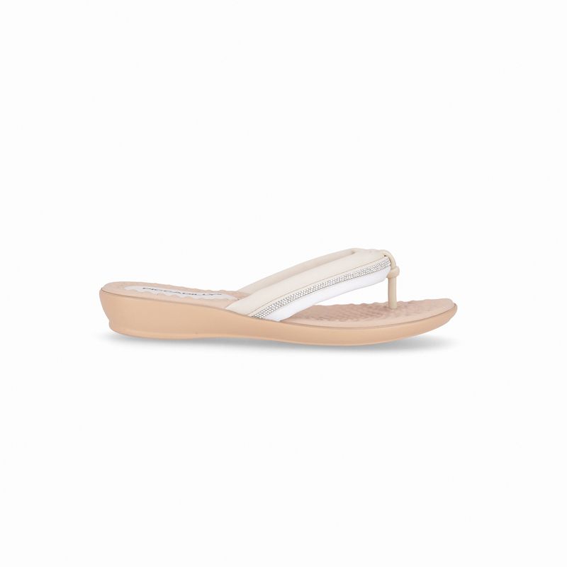 Chinelo Camila Rasteira Off White/Branco Neve - PICCADILLY