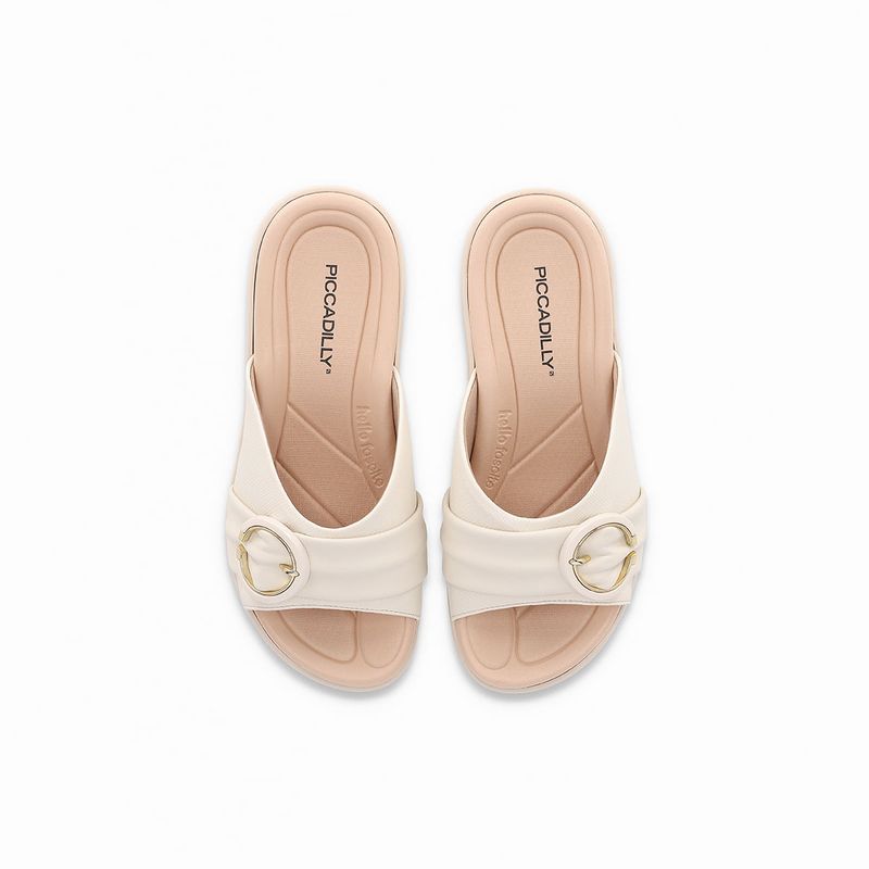 Tamanco Fascite Anabela Médio Off White