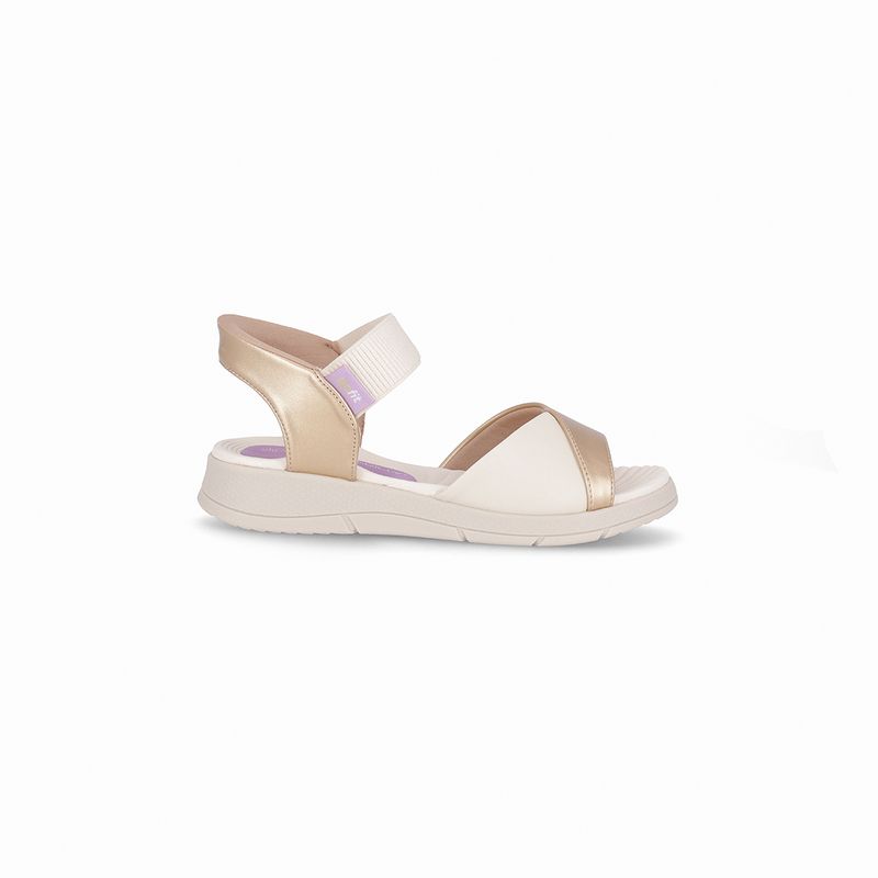 Papete Slip Fit Anabela Médio Ouro/Off White
