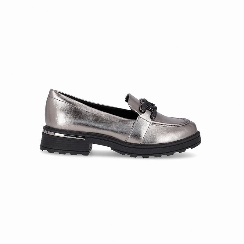 Mocassim/Loafer Gisa Salto Médio Pewter - PICCADILLY