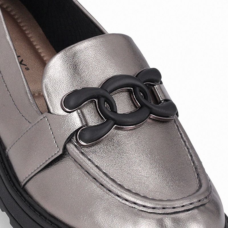 Mocassim/Loafer Gisa Salto Médio Pewter - PICCADILLY