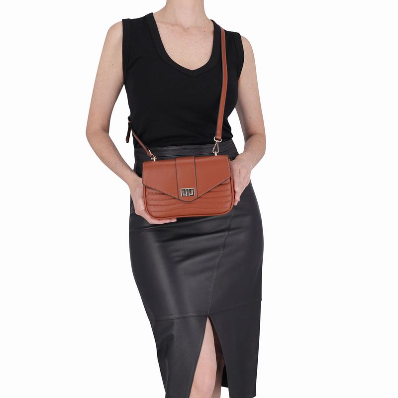 Bolsa Maitê Tiracolo Pequena Camel