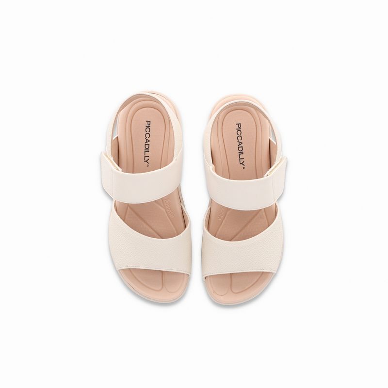Sandália Fascite Anabela Médio Off White
