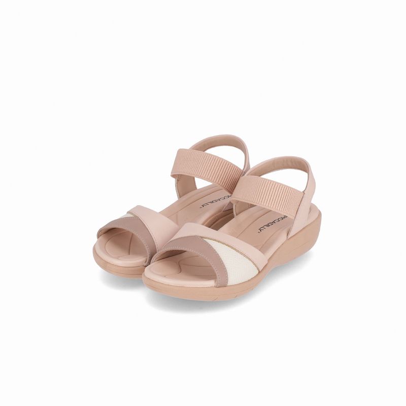 Sandália Fascite Anabela Médio Rose/Off White