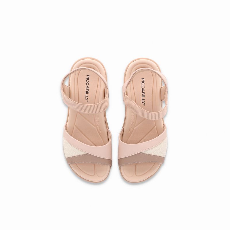 Sandália Fascite Anabela Médio Rose/Off White