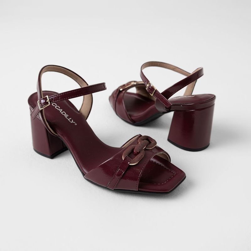 Sandália Flavia Salto Alto Vinho