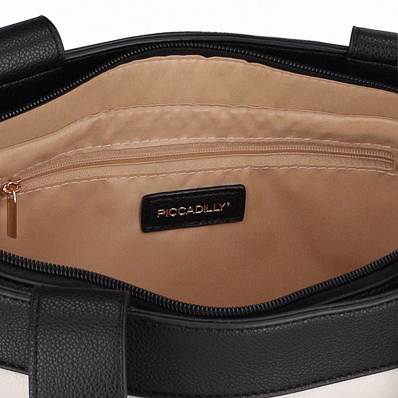 Bolsa Beatriz Tote Grande Off White com Preto