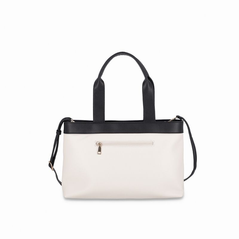 Bolsa Beatriz Tote Grande Off White com Preto