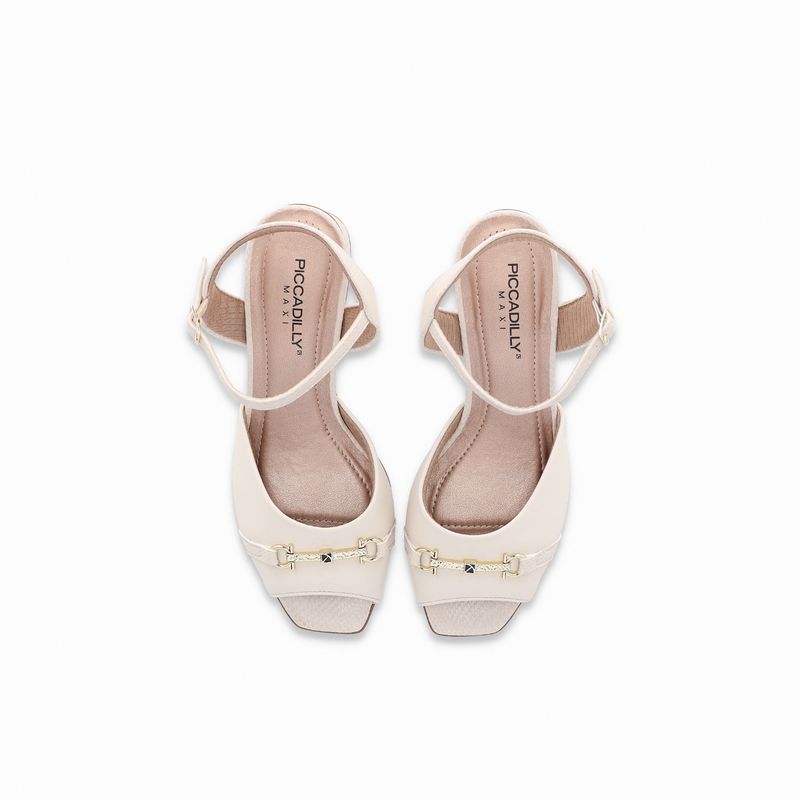 Sandália Adriana Salto Médio Off White - PICCADILLY