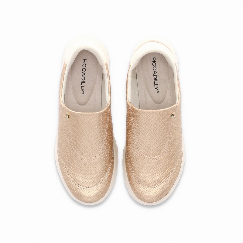 Tênis Vicky Salto Baixo Ouro com Off White