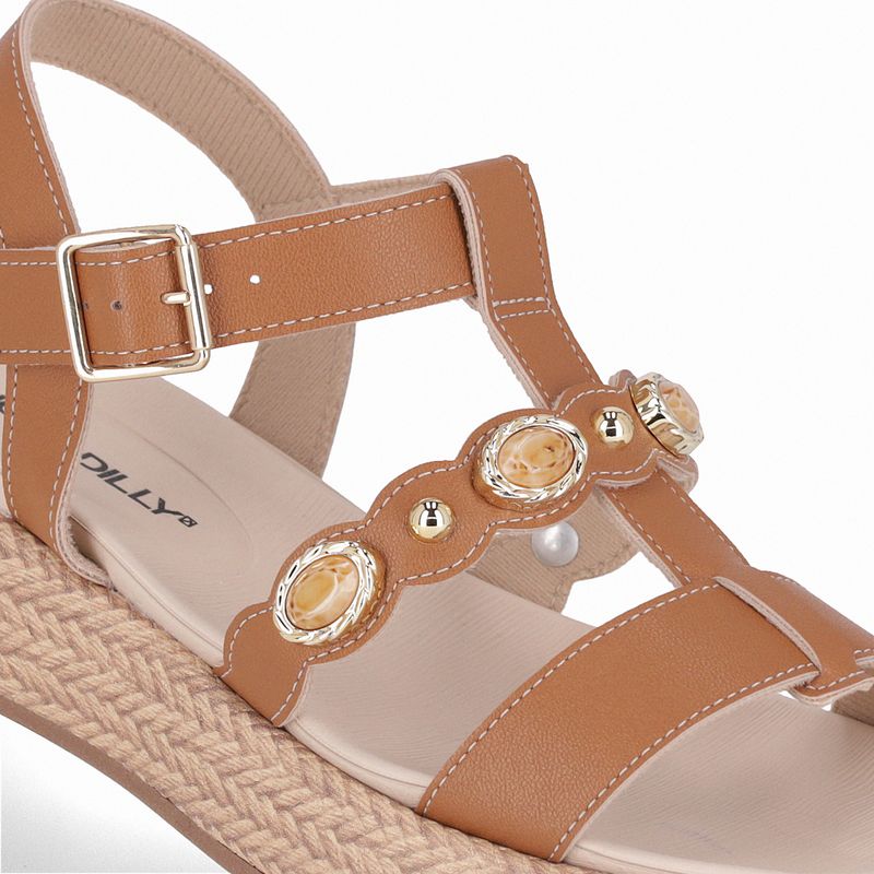 Sandália Sol Anabela Médio Mascavo