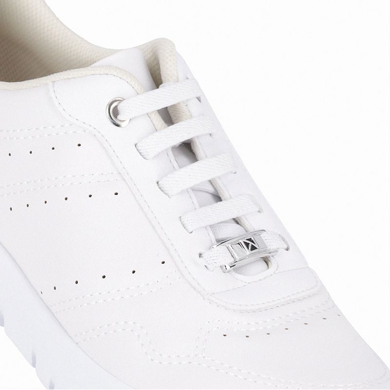 Tênis Vicky Salto Baixo Branco Neve/Prata - PICCADILLY