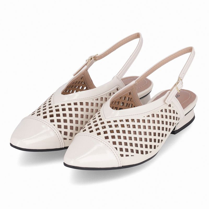 PICCADILLY MAXI - Sapato Slingback Silvia Salto Baixo Off White
