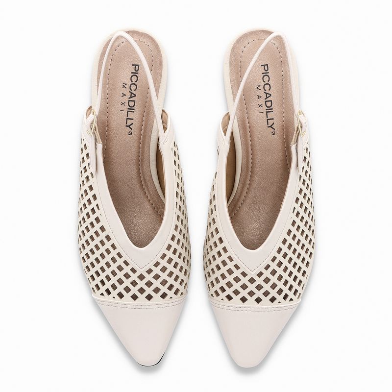PICCADILLY MAXI - Sapato Slingback Silvia Salto Baixo Off White