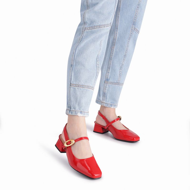 Sapato Slingback Tati Salto Médio Vermelho