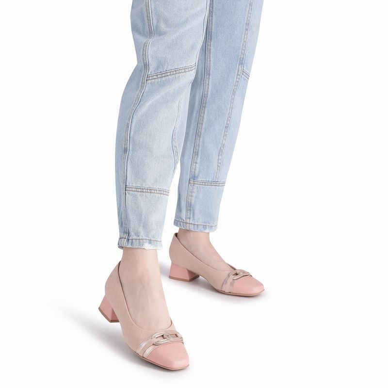 Scarpin Tati Salto Médio Rose Iogurte
