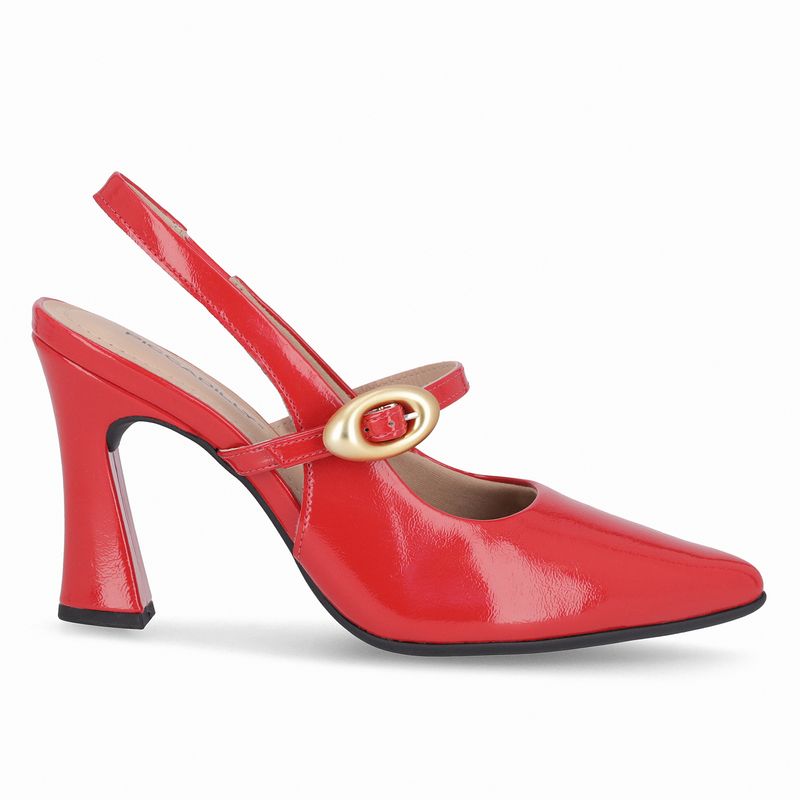 Sapato Slingback Silvana Salto Alto Vermelho