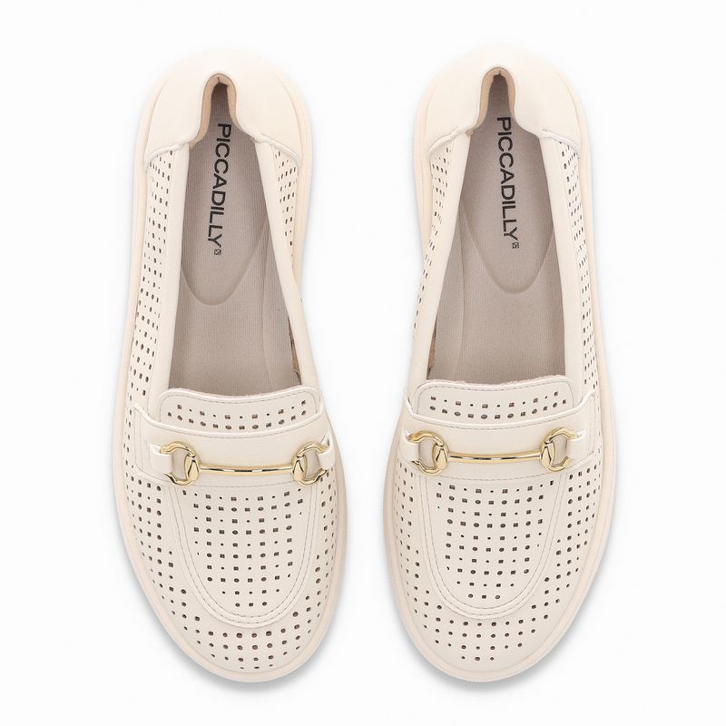 Mocassim Salto Baixo Off White