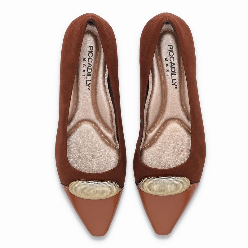 PICCADILLY MAXI - Sapato Silvia Salto Baixo Pinhão com Ocre