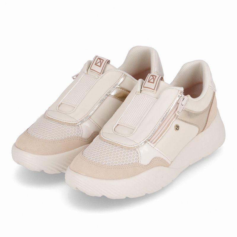 Tênis Fascite Anabela Médio Off White com Brulé