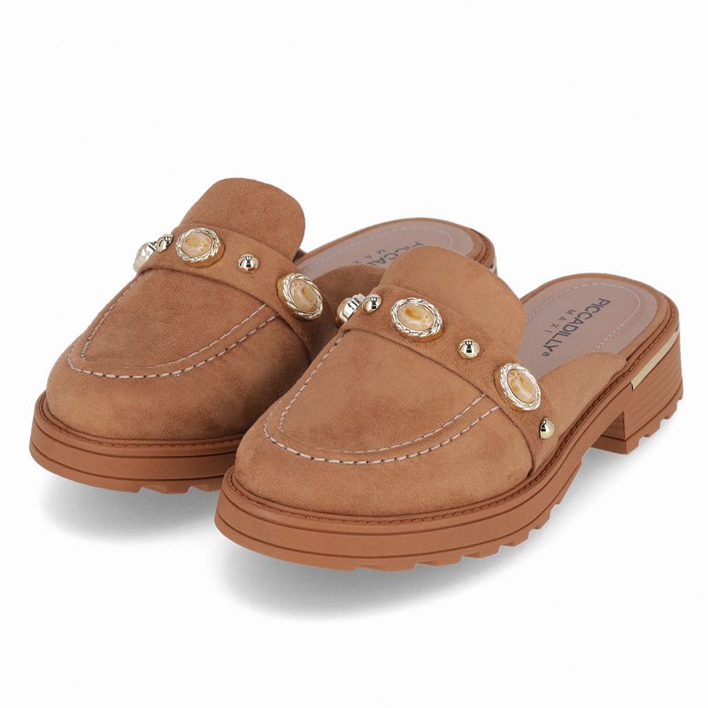 PICCADILLY MAXI - Sapato Mule Gisa Anabela Médio Mascavo