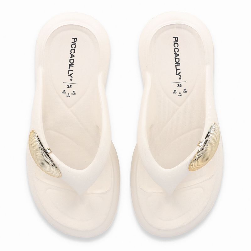Chinelo Marshmallow com Enfeite Off White