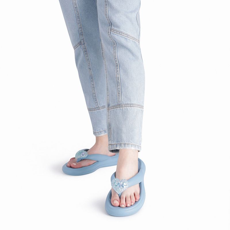 Chinelo Marshmallow com Enfeite Azul Denim