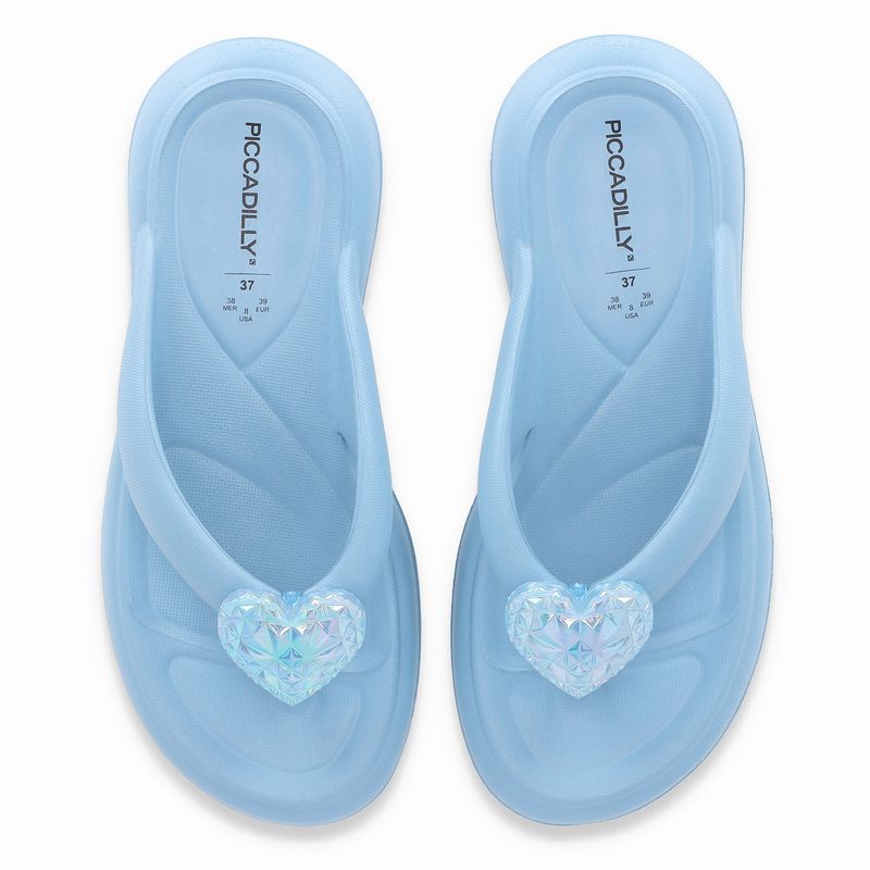 Chinelo Marshmallow com Enfeite Azul Denim