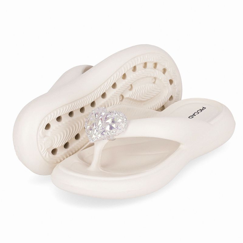 Chinelo Marshmallow com Enfeite Off White