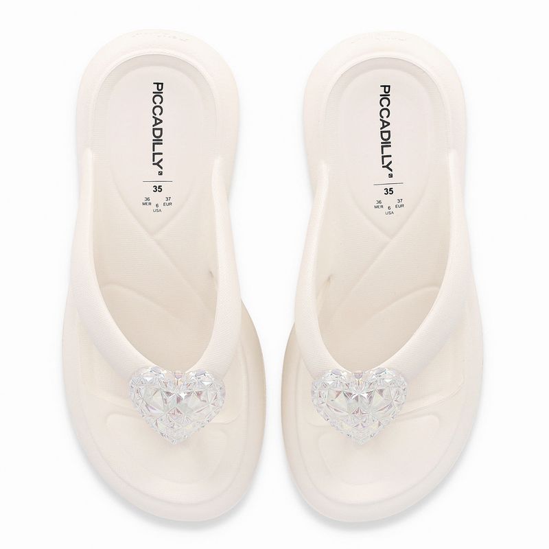 Chinelo Marshmallow com Enfeite Off White
