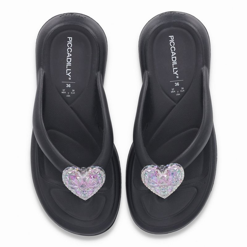 Chinelo Marshmallow com Enfeite Preto