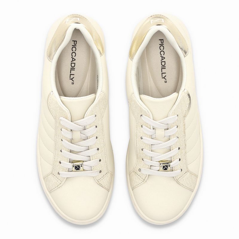 Tênis Salto Baixo Off White com Natural