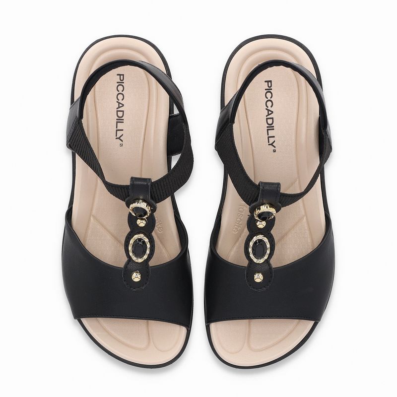 Sandália Fascite Anabela Médio Preto