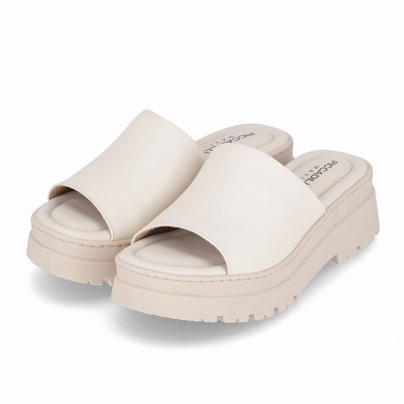 Tamanco Salto Médio Off White - PICCADILLY